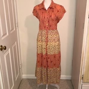 April Cornell dress. Size L Peach and yellow. Floral.